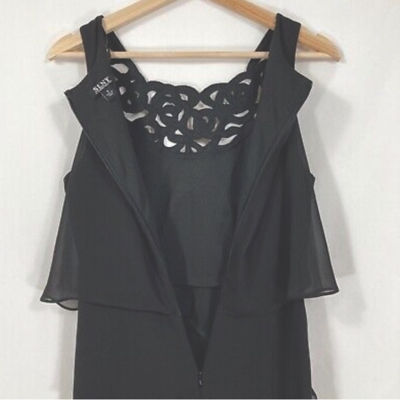 SLNY Sleeveless Beaded Dress Formal Cocktail Holiday Dance Swing Black 8 - Picture 6 of 9